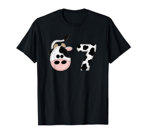 Six Seven 67 Cow Print Numbers 6 and 7 Animal Lovers Farm T-Shirt