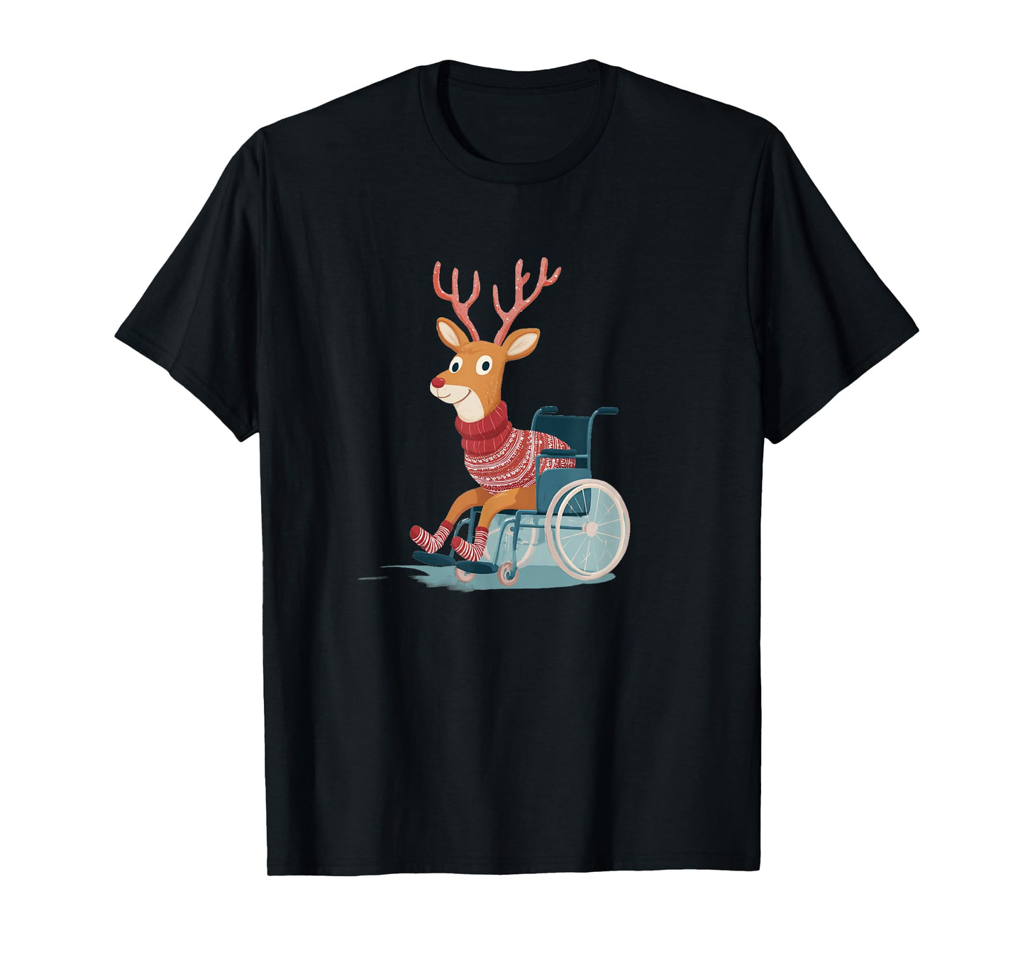 Pretty Wheelchair Reindeer for Funny Christmas Look T-Shirt
