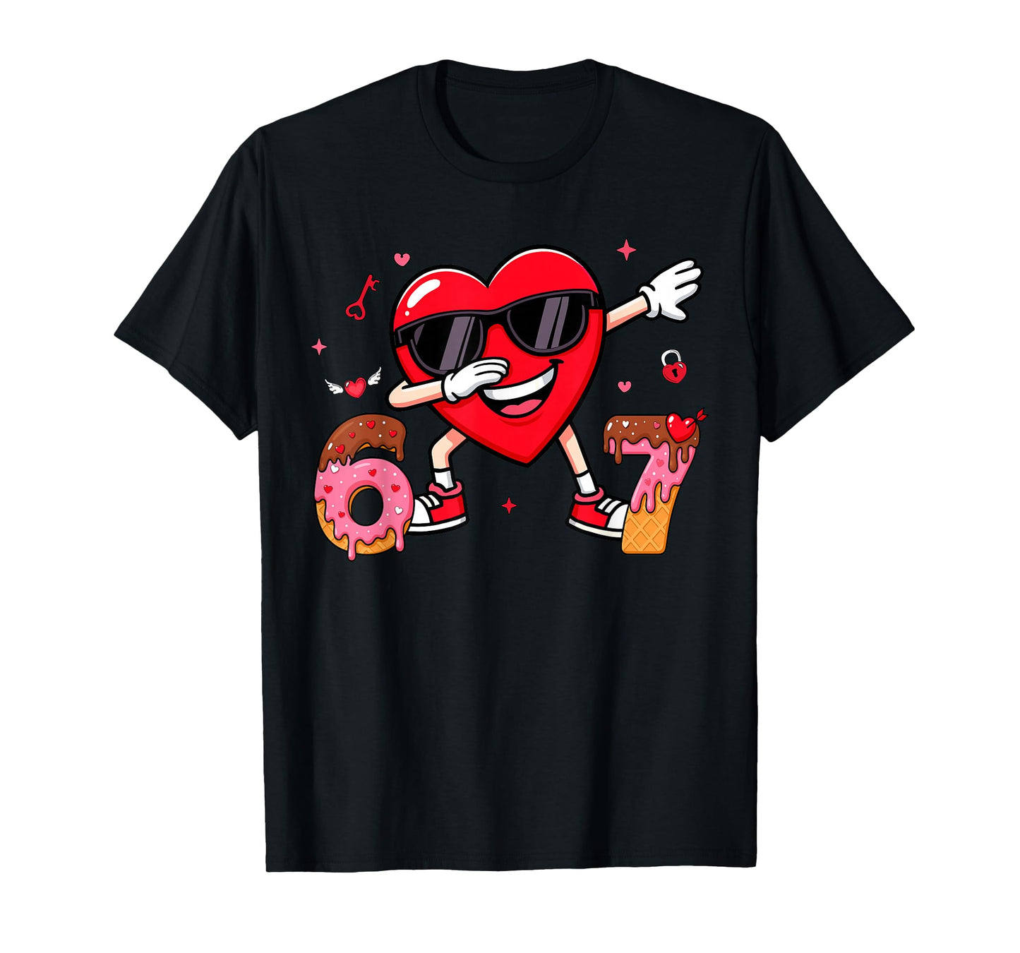 Valentines Day Six Seven Bruh 6 7 Meme Dab Heart Kids Boys T-Shirt