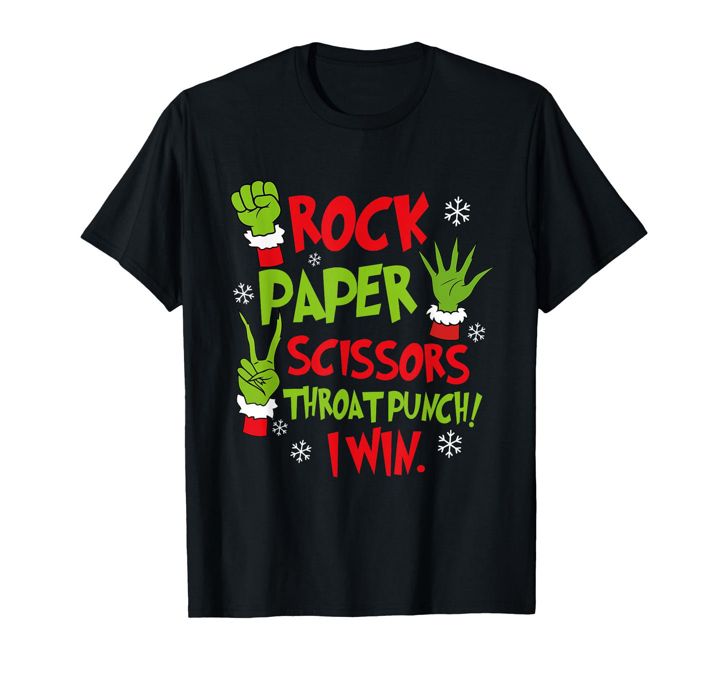 Rock Paper Scissors Throat Punch I Win Funny Christmas T-Shirt