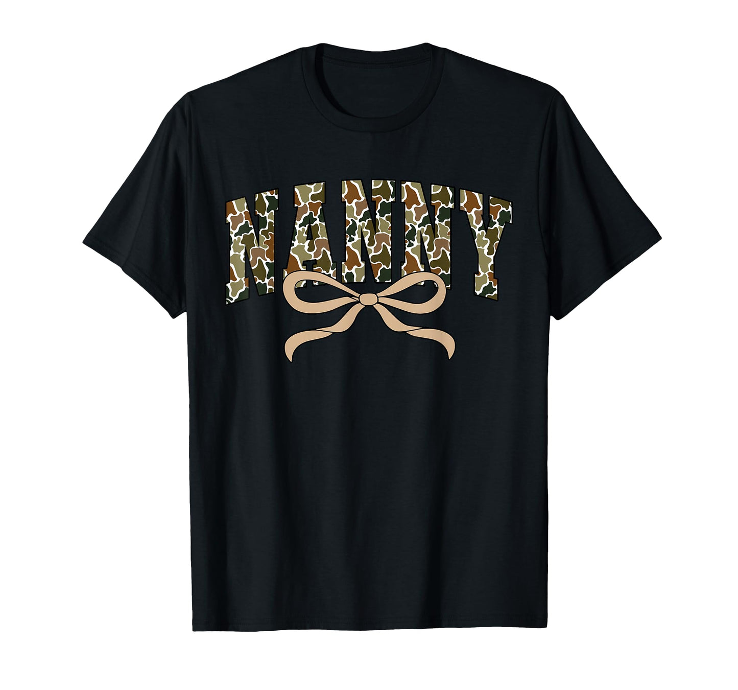 Retro Camo Nanny Coquette Bow Camouflage Grandma Mother Day T-Shirt