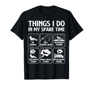 Things I Do in My Spare Time Fishing Boys Funny Fisherman T-Shirt