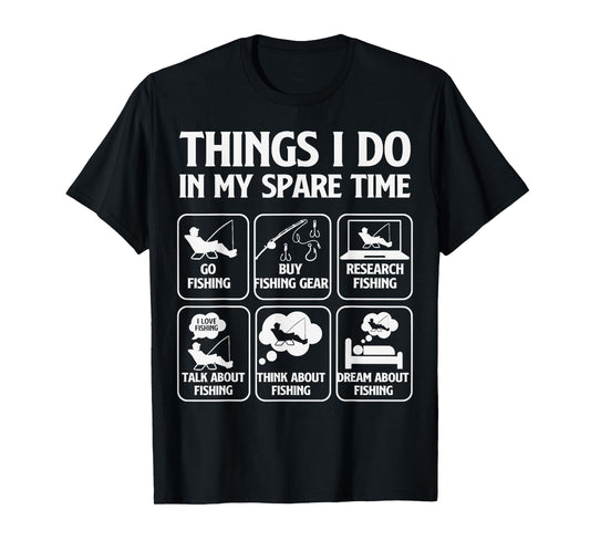 Things I Do in My Spare Time Fishing Boys Funny Fisherman T-Shirt