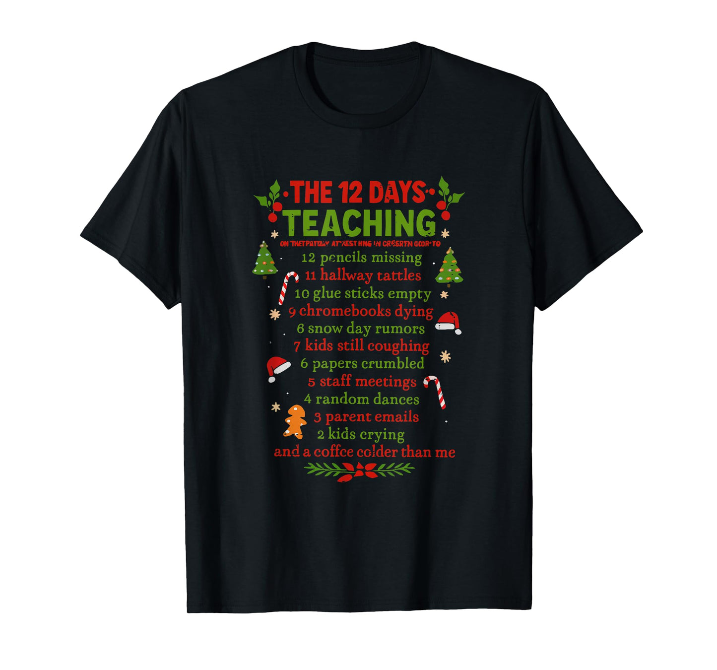 Retro The 12 Days of Teaching Christmas Teacher Xmas Holiday T-Shirt