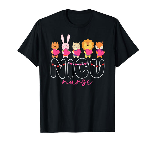 NICU Nurse Valentine Neonatal ICU Nurse Valentines Day T-Shirt