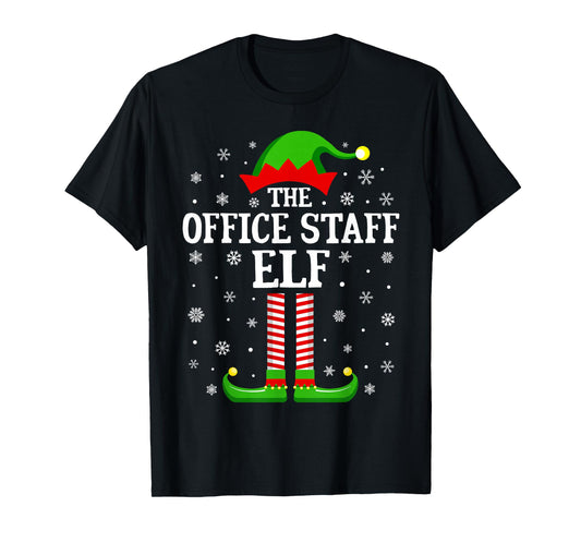Office Staff Elf Funny Christmas Family Matching T-Shirt