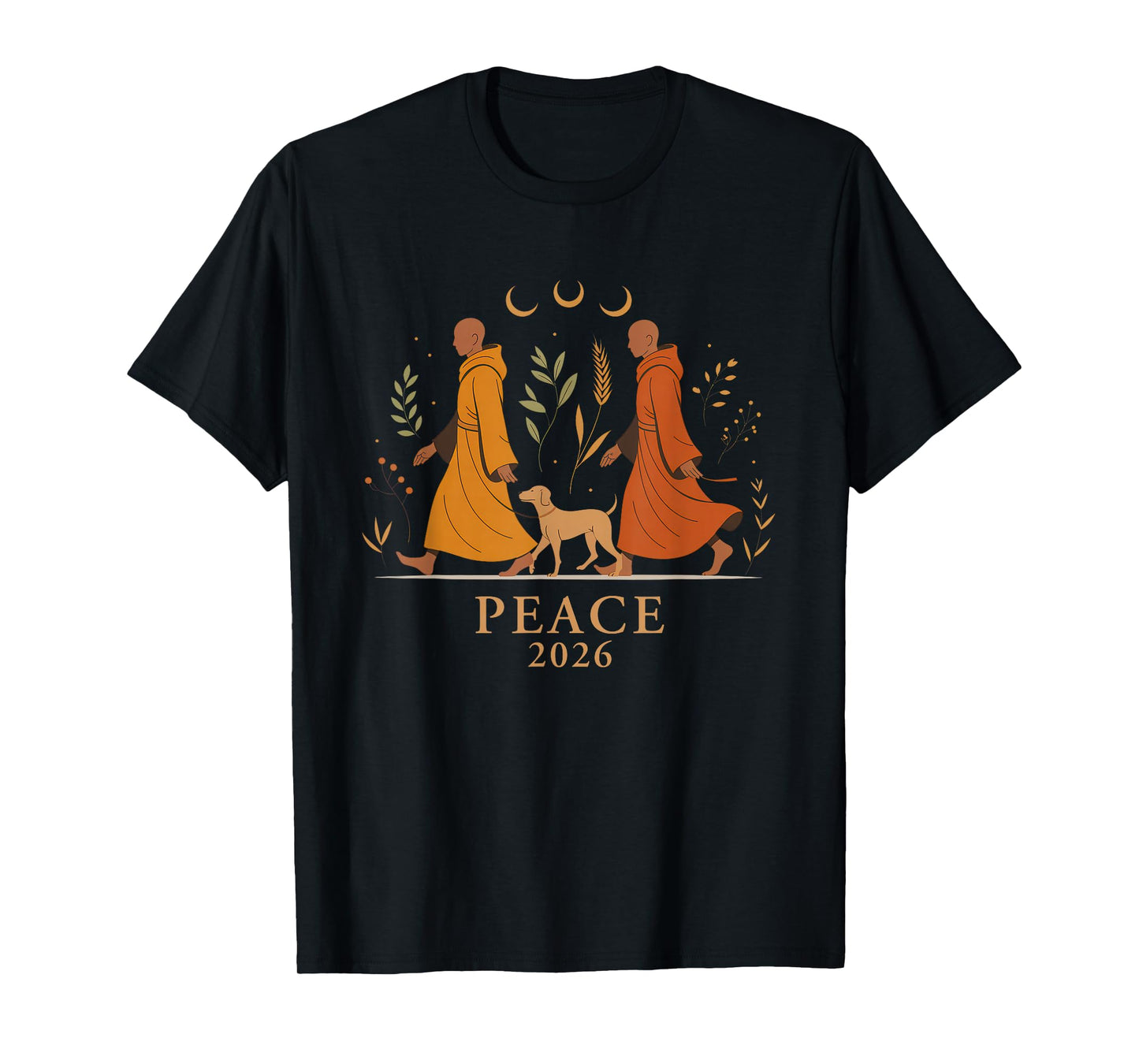 Walk Peace 2026 World Peace Monks with Aloka Dog Spiritual T-Shirt