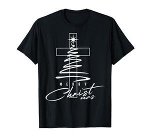 Jesus Christian Cross Merry Christmas Pajamas Family Holiday T-Shirt