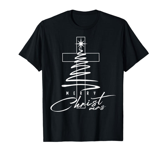 Jesus Christian Cross Merry Christmas Pajamas Family Holiday T-Shirt