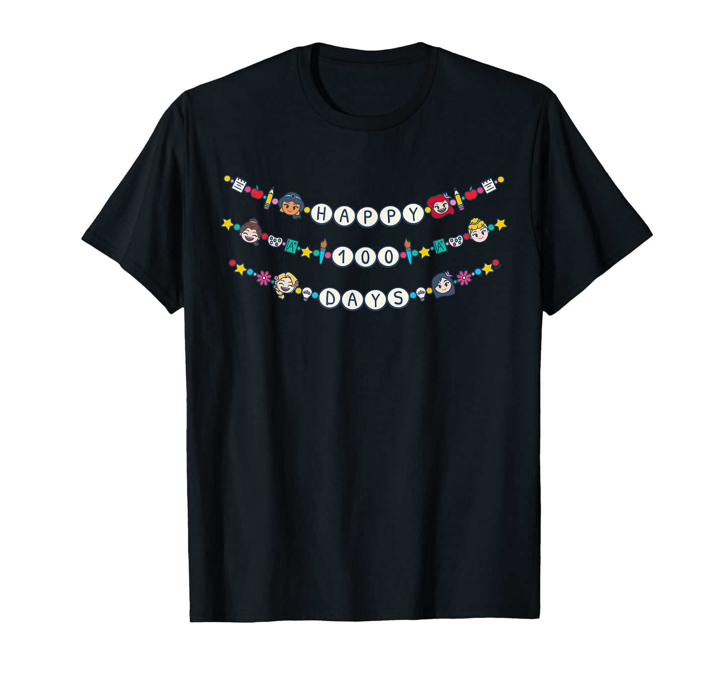 Disney Princess Happy 100 Days of School 100th Day Bracelets T-Shirt