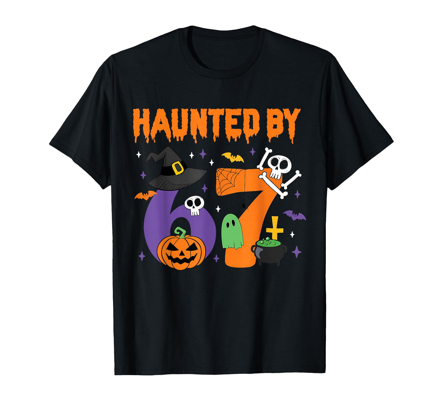 Haunted by 67 Funny Six Seven Meme 6 7 Halloween Costume Kid T-Shirt