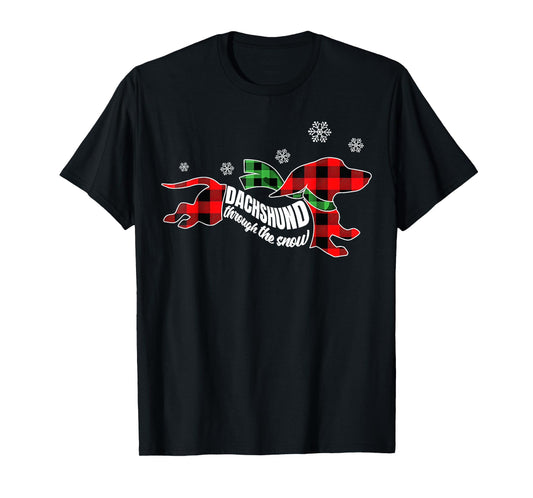 Dachshund Through The Snow Doxie Dog Christmas Holiday Pun T-Shirt