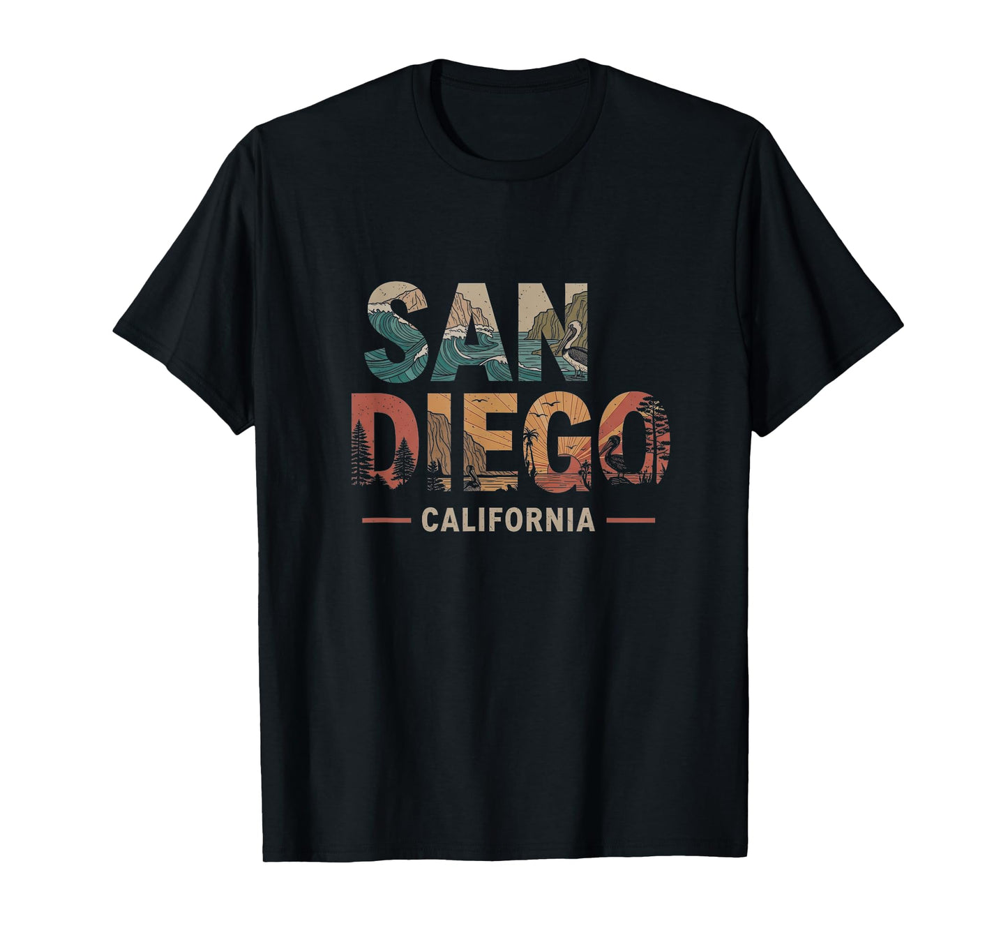 Retro San Diego California Design T-Shirt