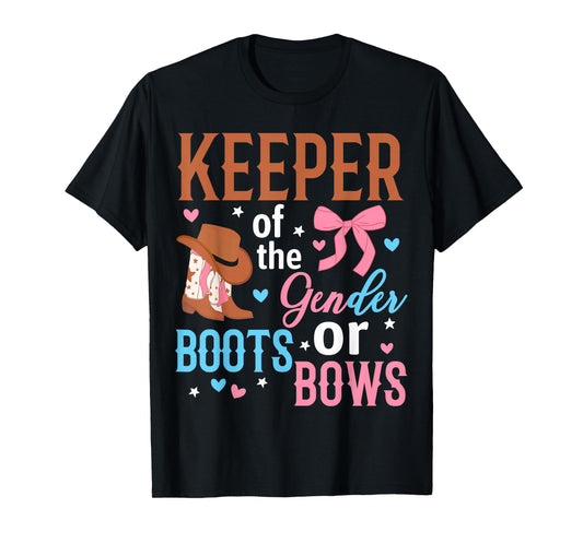 Keeper of The Gender Boots Or Bows Gender Reveal Party T-Shirt