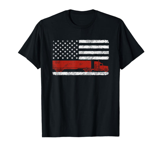 US American Flag Semi Truck Driver Patriotic Trucker T-Shirt