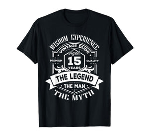 Vintage The Man Myth Legend 15 Birthday Tee for 15 Years Old T-Shirt