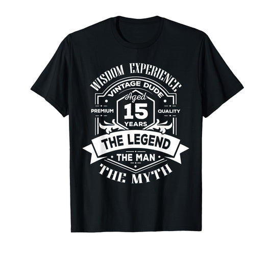 Vintage The Man Myth Legend 15 Birthday Tee for 15 Years Old T-Shirt