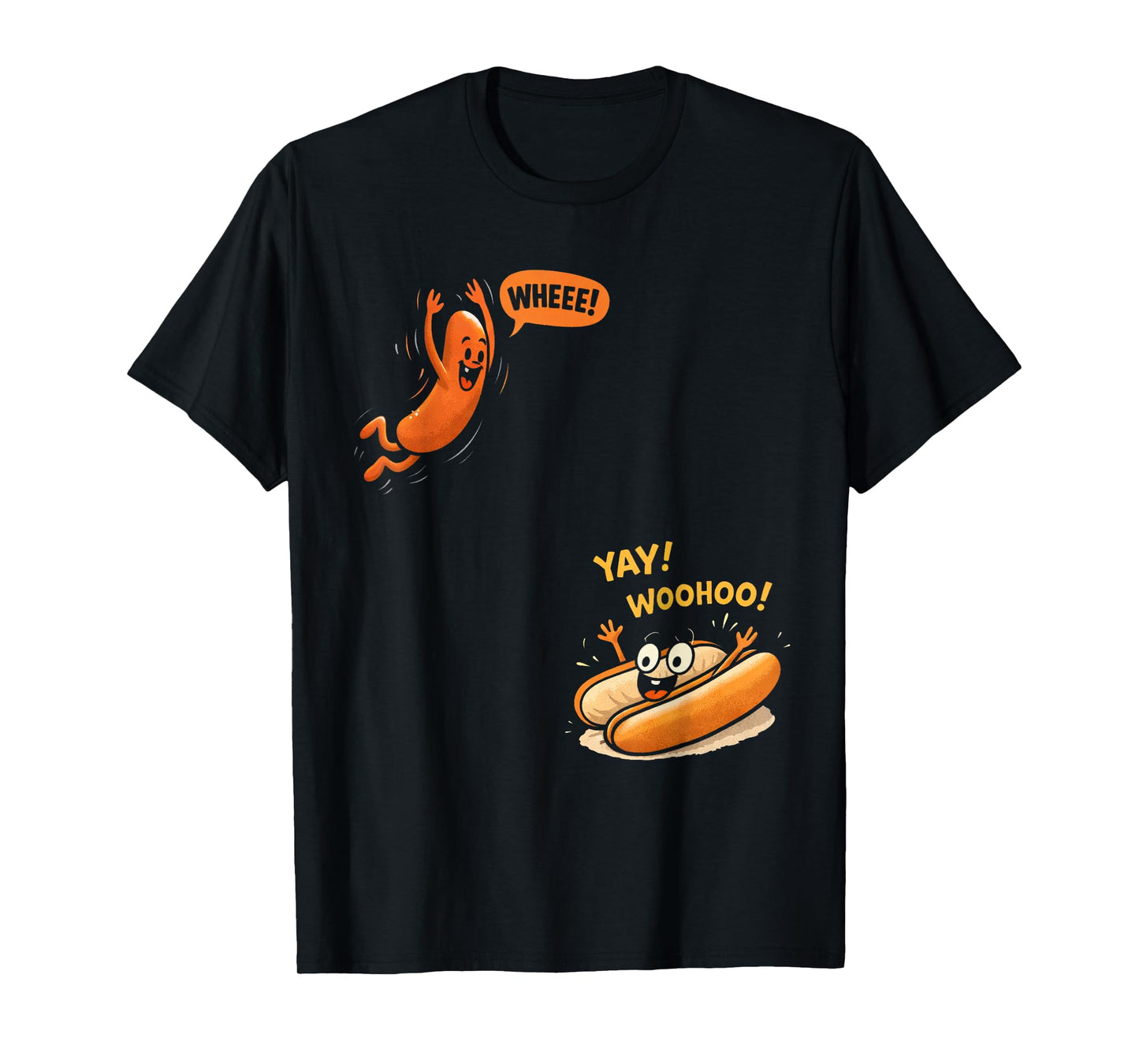 Funny Hot Dog Jumping Into Bun Sausage BBQ High Dive T-Shirt