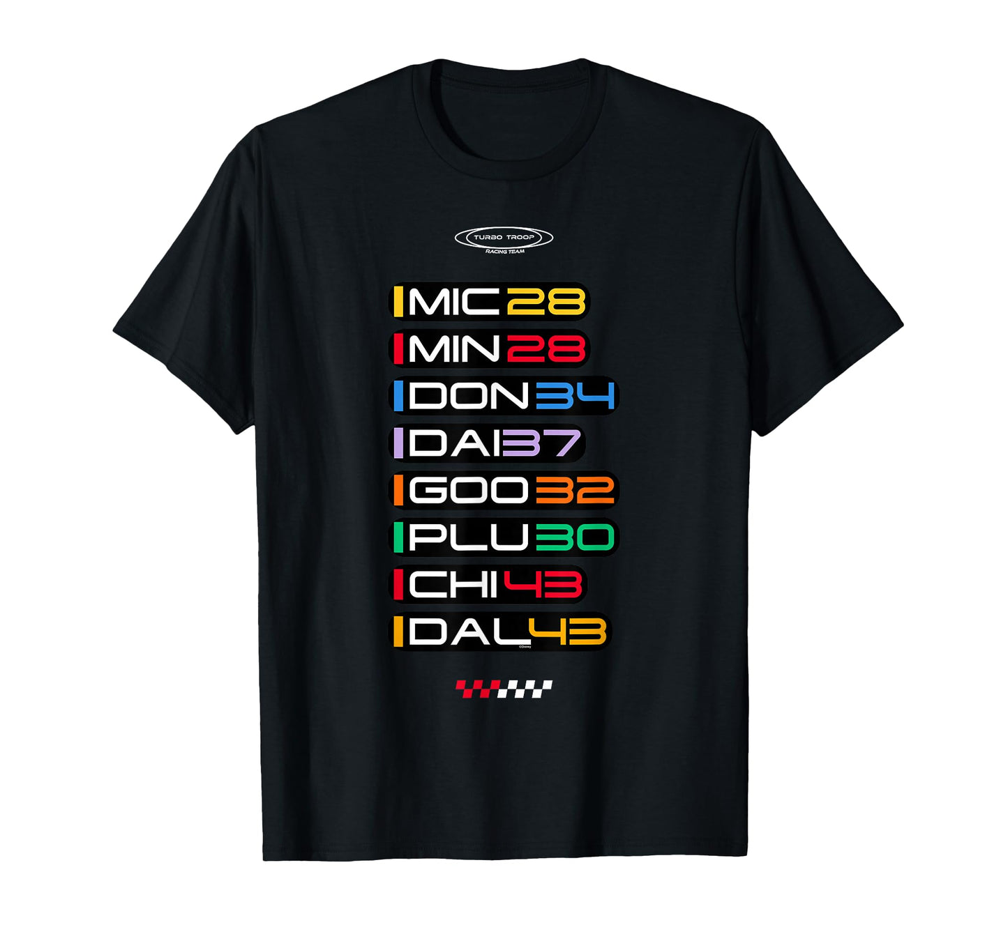 Disney Racing Mickey & Friends Turbo Troop Race Team Numbers T-Shirt