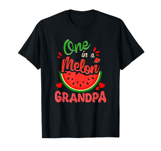 One in a Melon Grandpa 1st Birthday Party Family Matching T-Shirt
