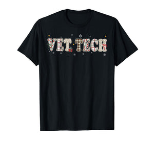 Christmas Vet Tech Coquette Bow Veterinary Technician Xmas T-Shirt