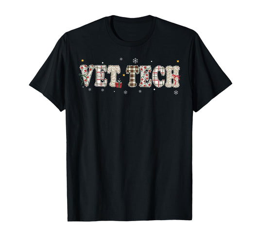 Christmas Vet Tech Coquette Bow Veterinary Technician Xmas T-Shirt