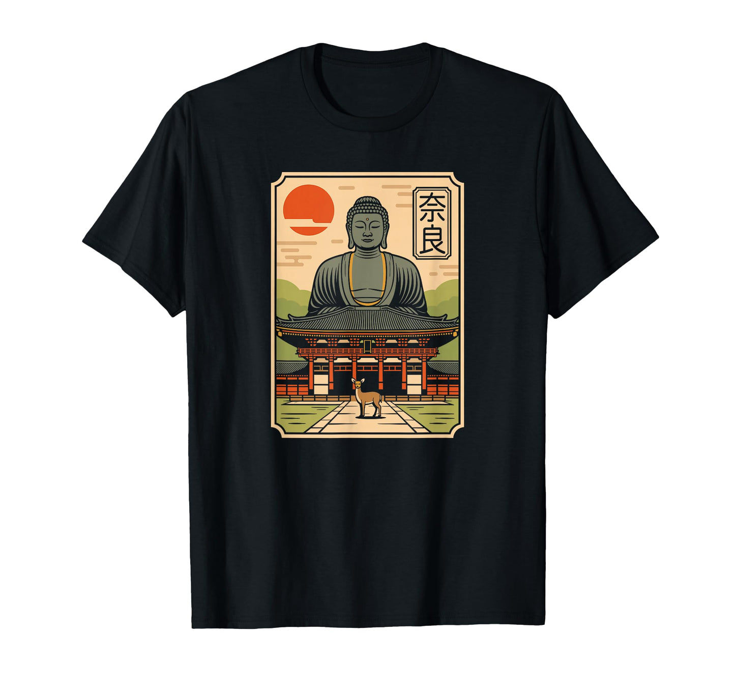 Nara Deer Japan Retro Todaiji Temple Japanese Kanji Souvenir T-Shirt
