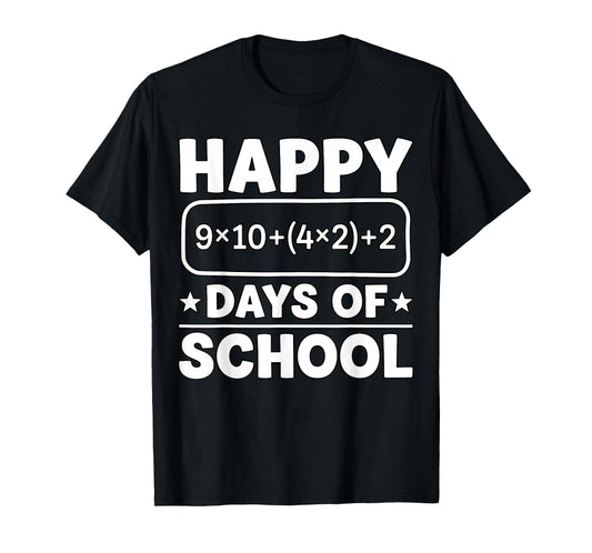 Math Equation Happy 100 Days of School Teacher Kids Funny T-Shirt