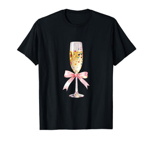 Cheer Happy New Year Coquette Bow Champagne New Year's Eve T-Shirt