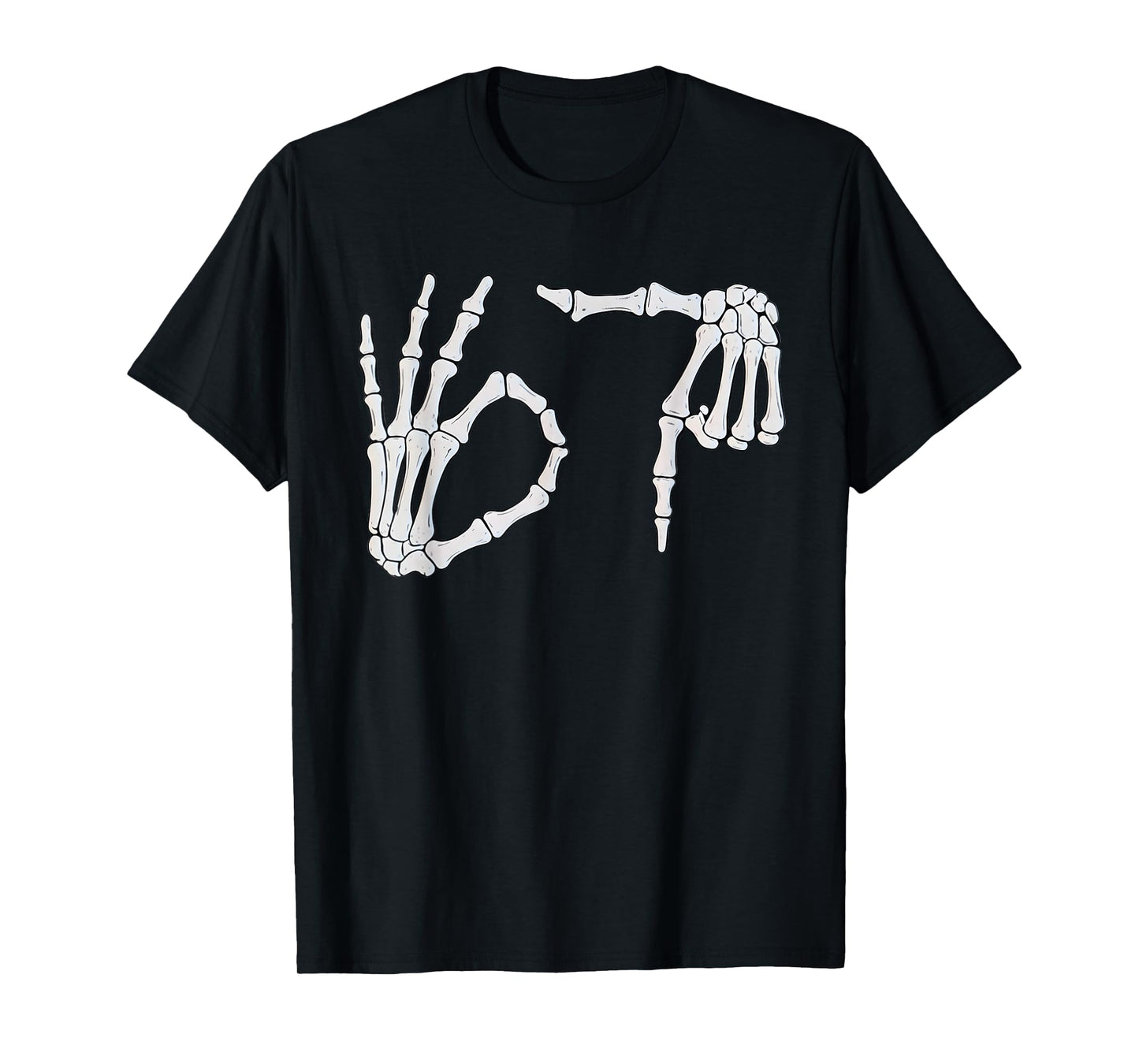 Six Seven 6 7 Meme Funny Skeleton Hands Sign Halloween T-Shirt