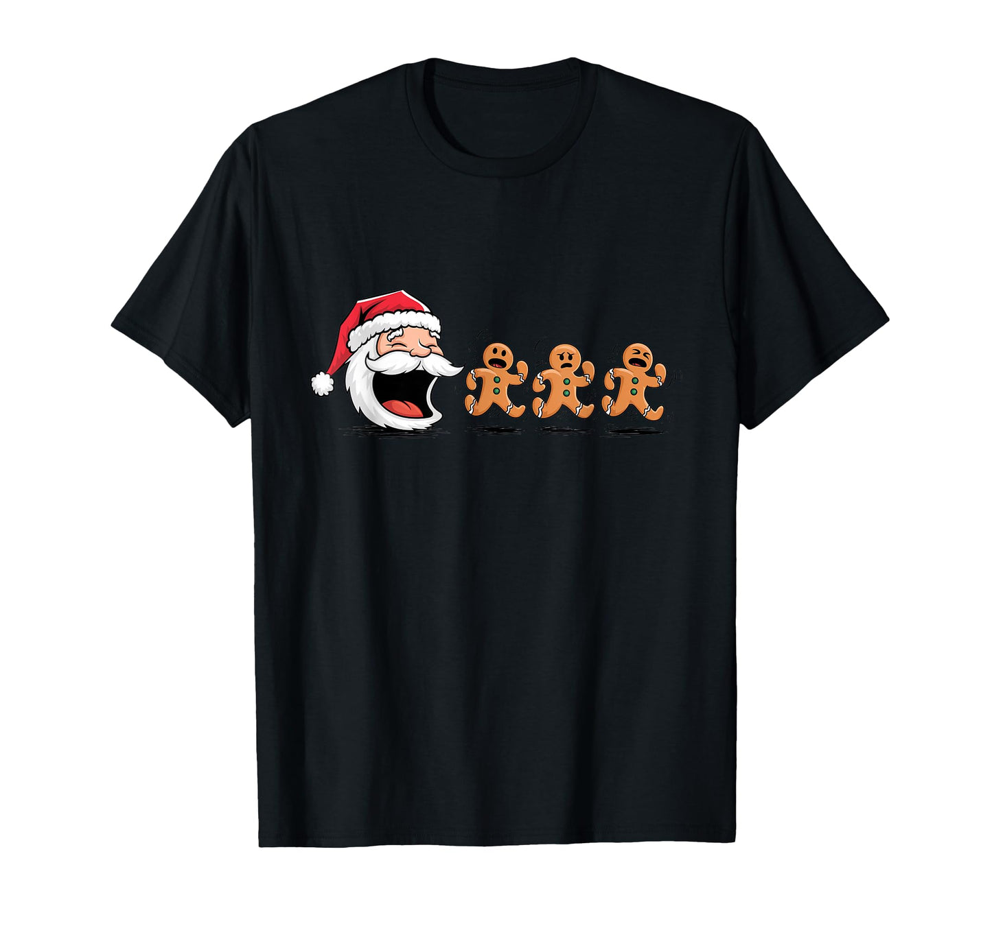 Funny Santa Chasing Gingerbread Men Christmas T-Shirt