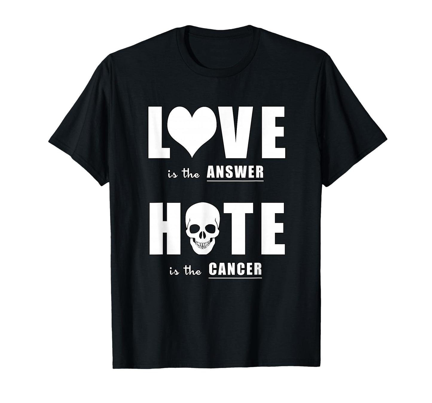 Love is The Answer Anti-Hate Quote Design T-Shirt