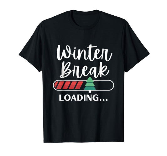 Winter Break Loading Christmas Tree Teacher Student Pajama T-Shirt