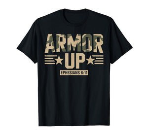 Armor Up Christian Workout Gym Camo Jesus God Son Brother T-Shirt