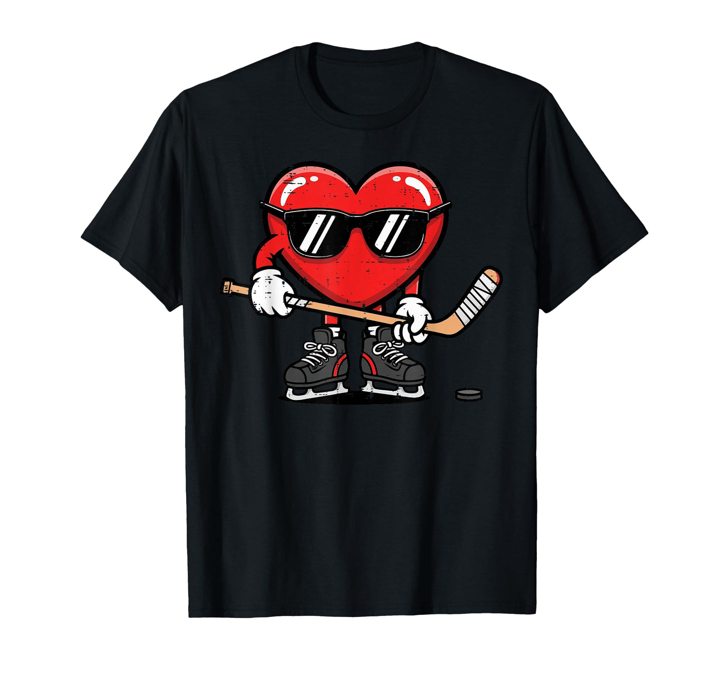 Valentines Day Ice Hockey Heart Boys Kids Youth Men Teen T-Shirt