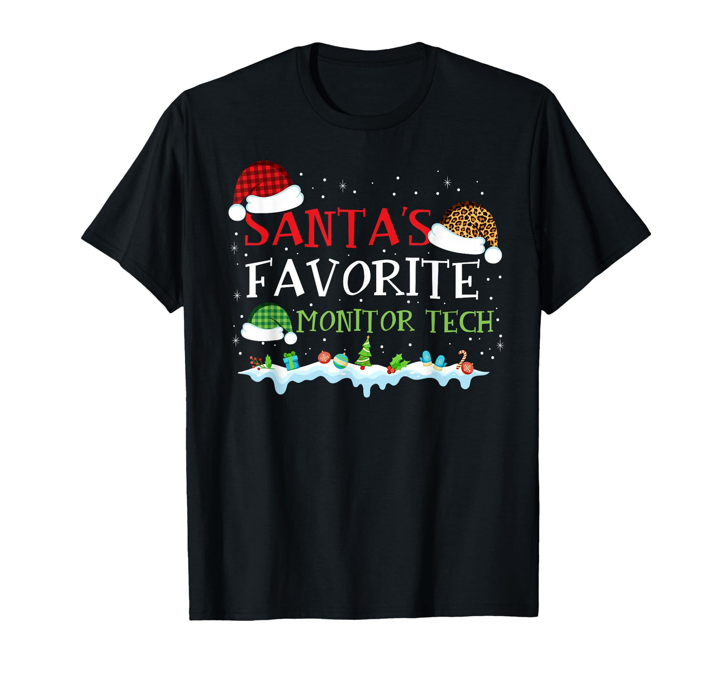 Santa's Favorite Monitor Tech Fun Christmas T-Shirt