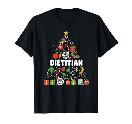 Funny Dietitian Christmas Tree Lights Womens Mens Kids T-Shirt