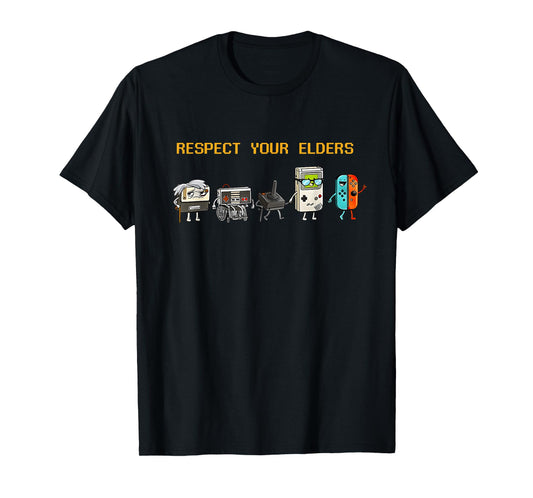 Respect Your Elders Retro Gaming Funny Gamer Controller 80s T-Shirt