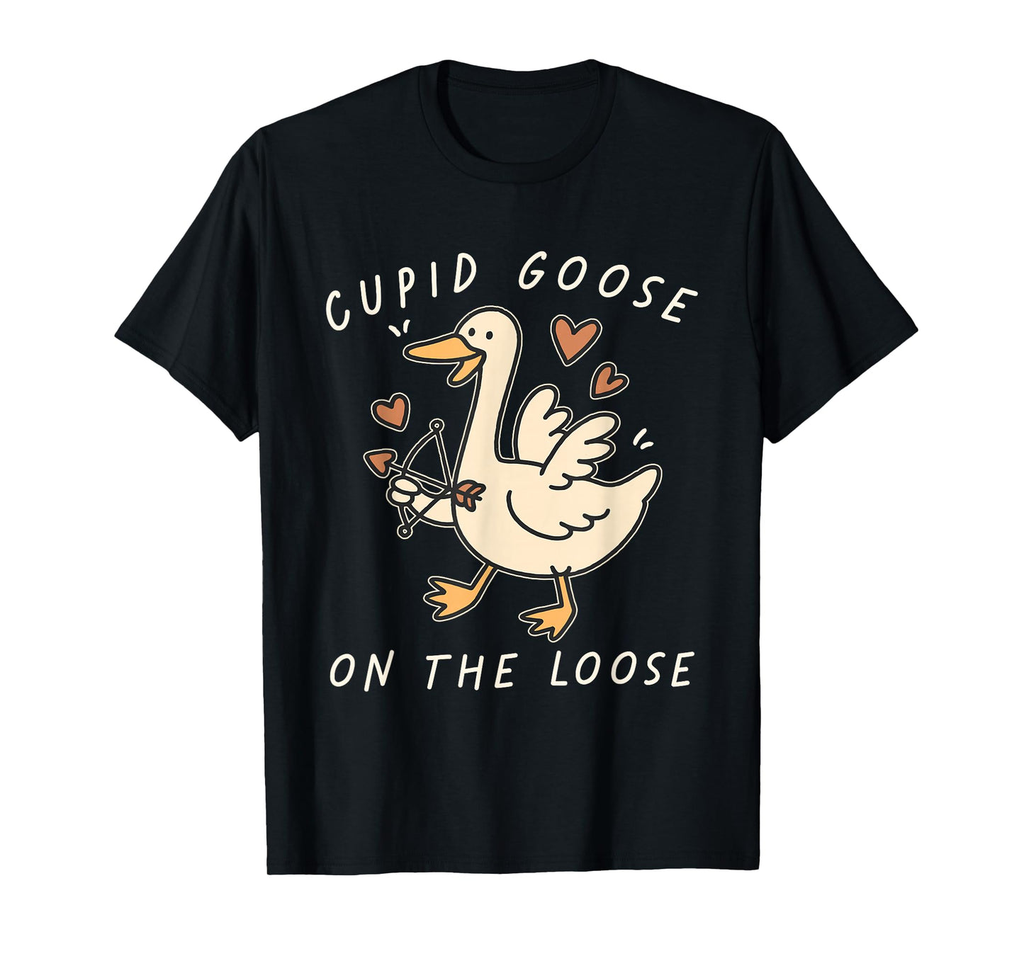 Cupid Goose On The Loose Funny Valentines Day Men Women Kids T-Shirt
