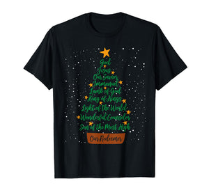 Christian Christmas Jesus Bible Names Xmas Tree Shaped T-Shirt