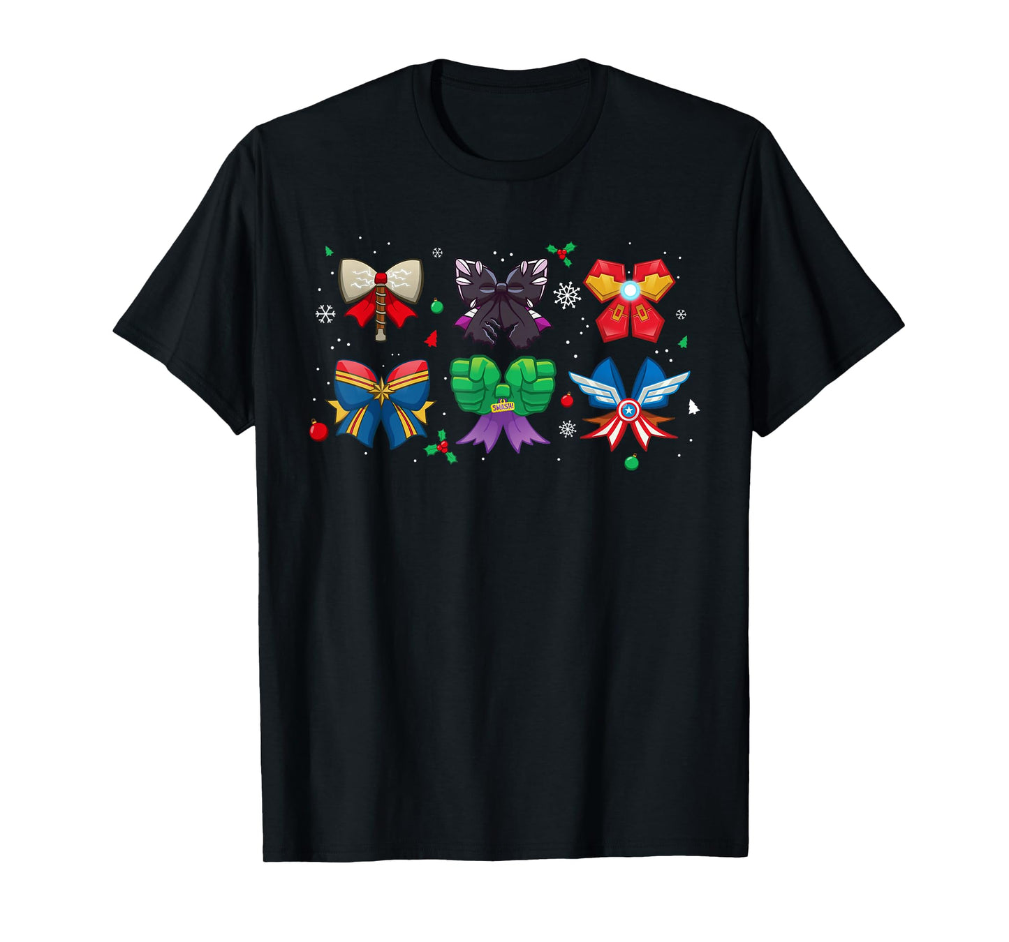 Marvel Avengers Christmas Coquette Cute Holiday Bows T-Shirt