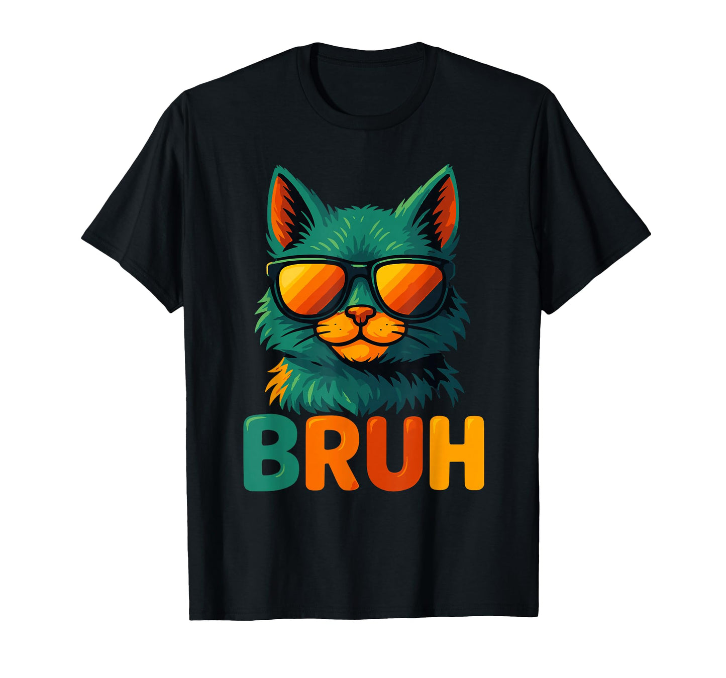 Funny Meme Saying Bruh Cat Sunglasses T-Shirt