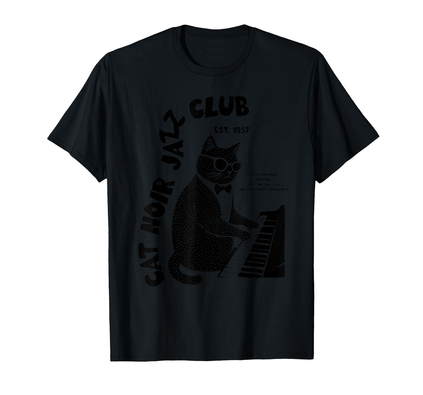 Cat Noir Jazz Club Retro Music T-Shirt