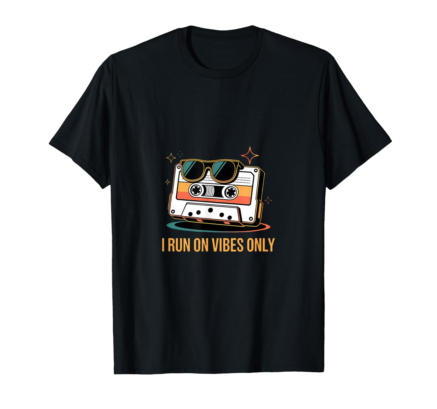I Run On Vibes Only Retro Cassette Aesthetic T-Shirt