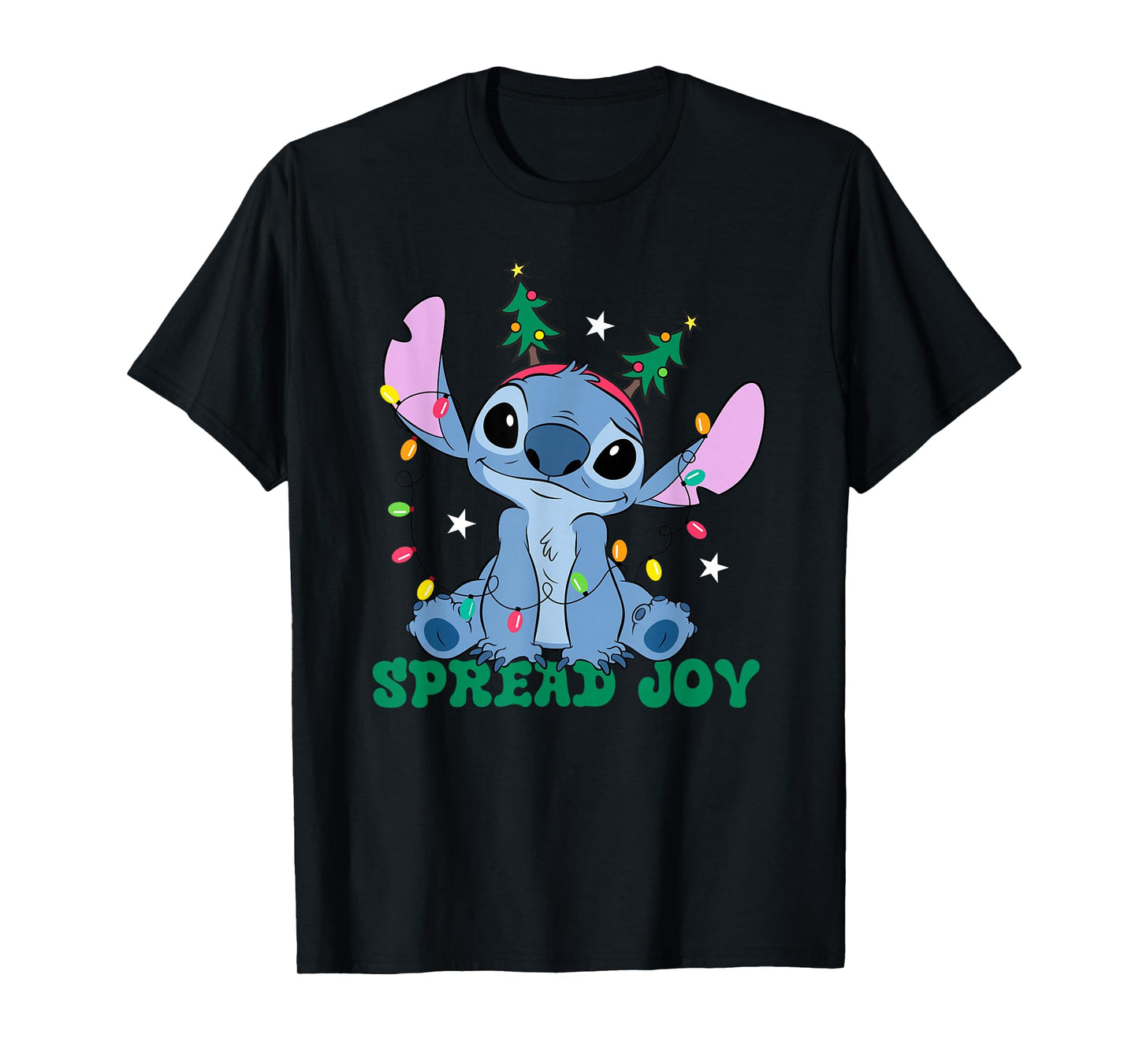 Disney Lilo & Stitch Christmas Spread Joy Cute Sitting Pose T-Shirt