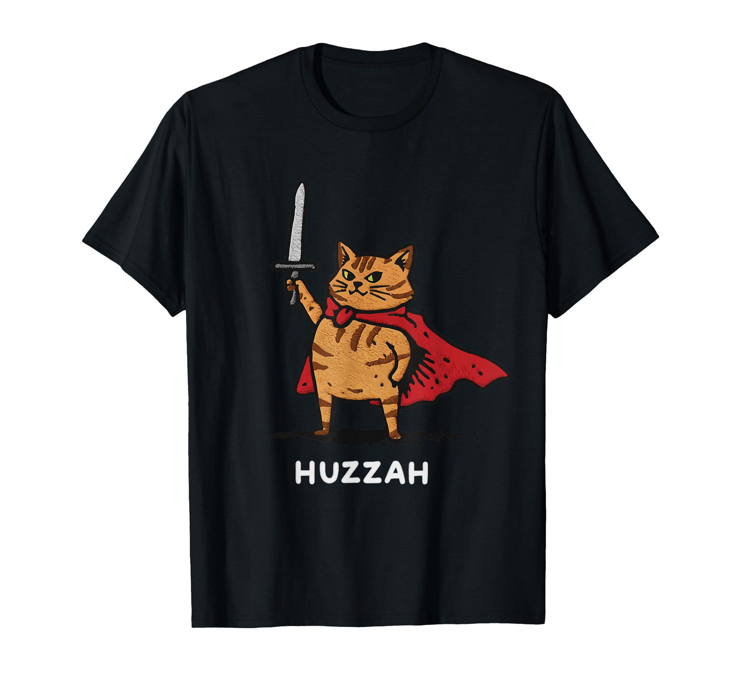 Huzzah Cat Knight Funny Sword Meme Quote T-Shirt