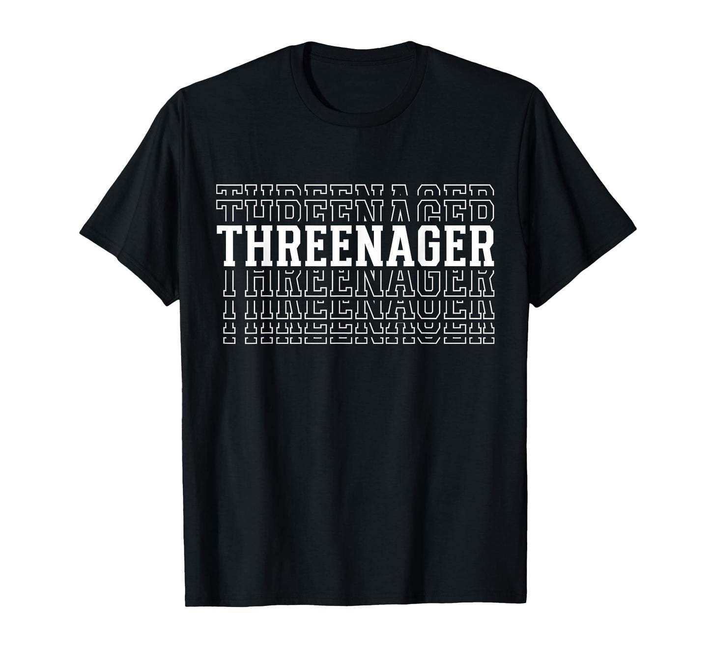 Threenager 3rd Birthday Layered Text 3 Year Old T-Shirt