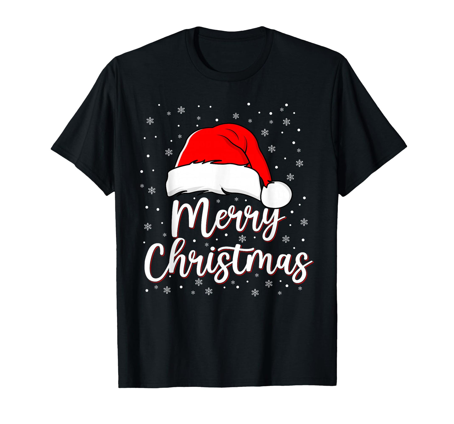 Merry Christmas Lights Santa Hat Xmas Family Matching Pajama T-Shirt