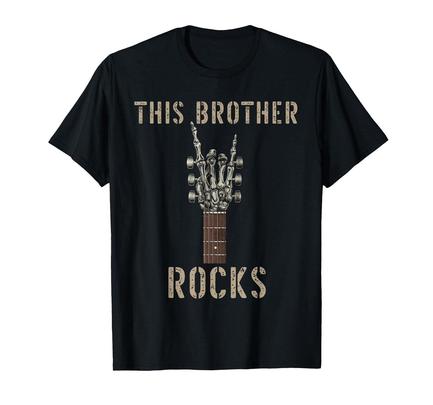 This Brother Rocks Skeleton Hand Rock Music Band Guitar T-Shirt