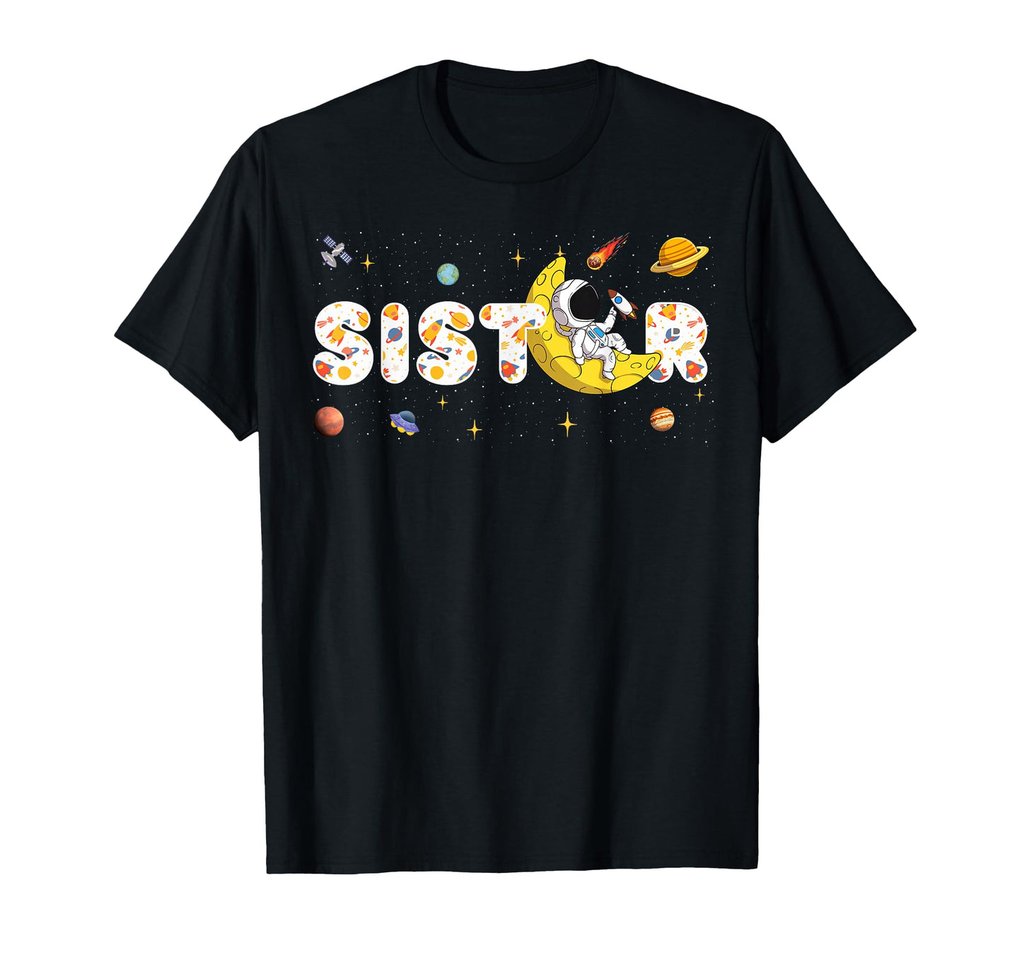 Astronaut Sister Space Birthday Planets Matching Family T-Shirt